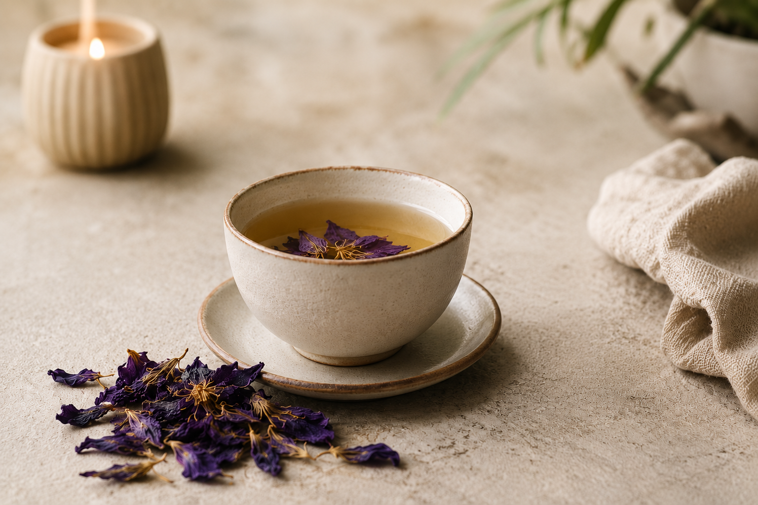 Varm Blå Lotus med torkade blommor och honung