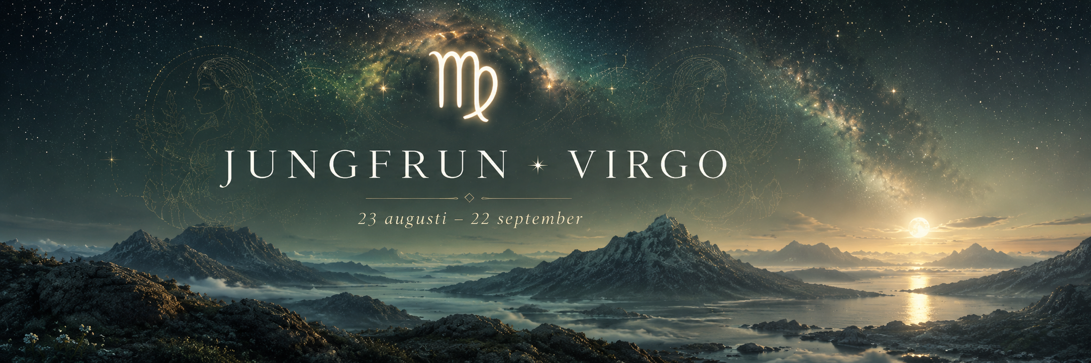Jungfrun Virgo med datum 23 augusti till 22 september i astrologisk design