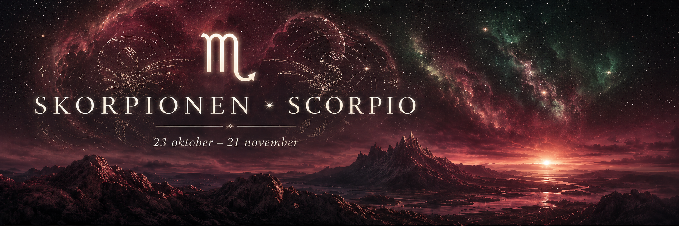 Skorpionen Scorpio med datum 23 oktober till 21 november i astrologisk design