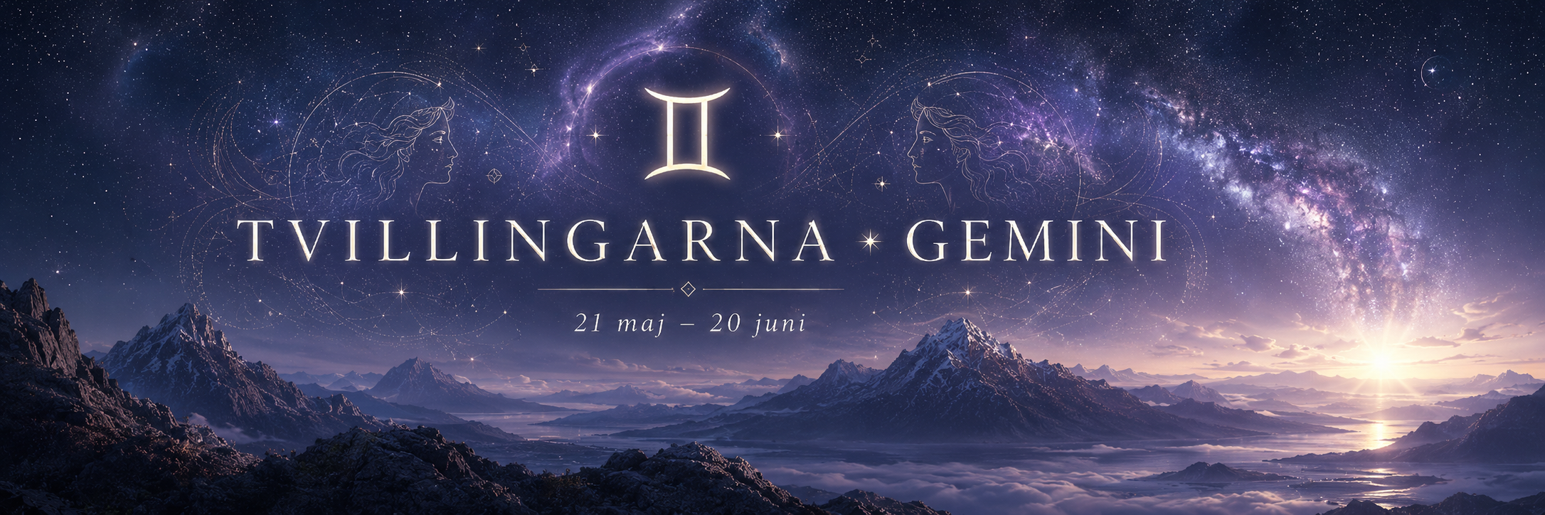 Tvillingarna Gemini med datum 21 maj till 20 juni i astrologisk design