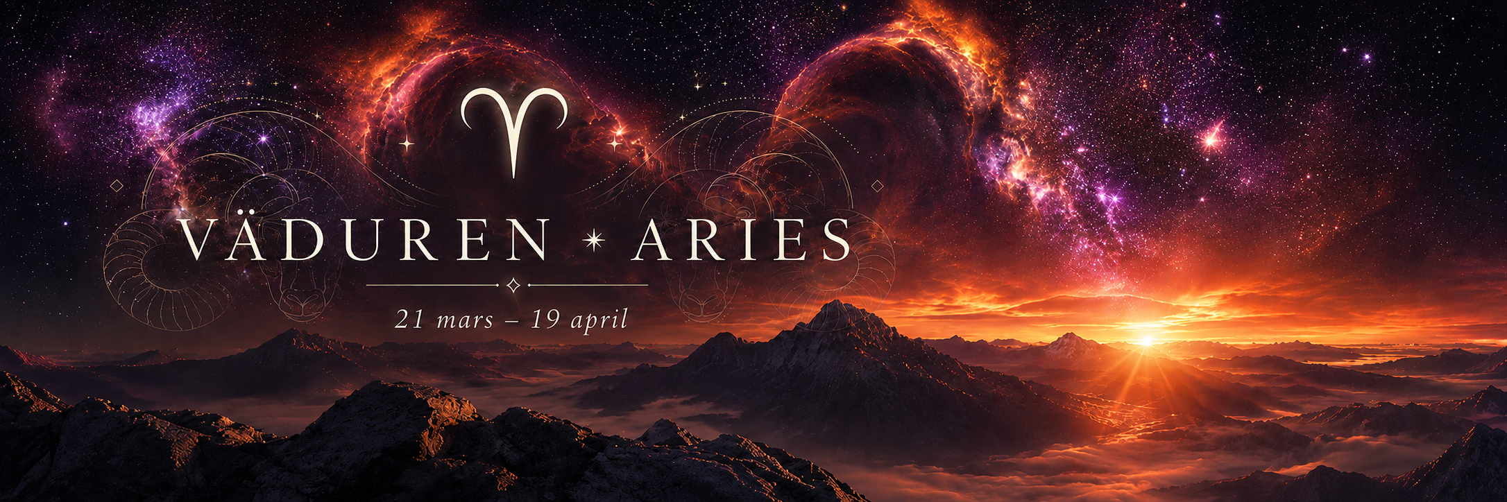 V&auml;duren Aries med datum 21 mars till 19 april i astrologisk design
