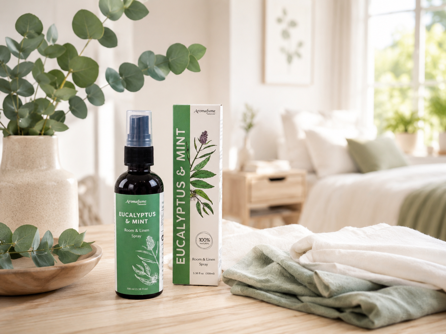 Aromafume Eucalyptus och Mint doftspray f&ouml;r rening och fr&auml;sch hemk&auml;nsla