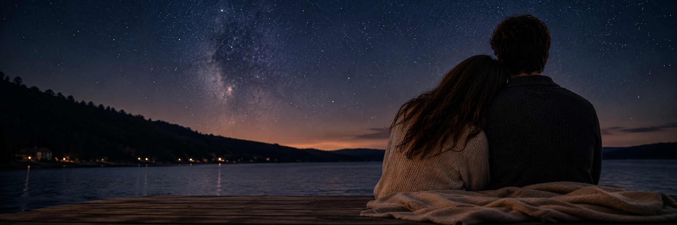 Romantiskt par, k&auml;rlek och astrologi med stj&auml;rntecken och relationer