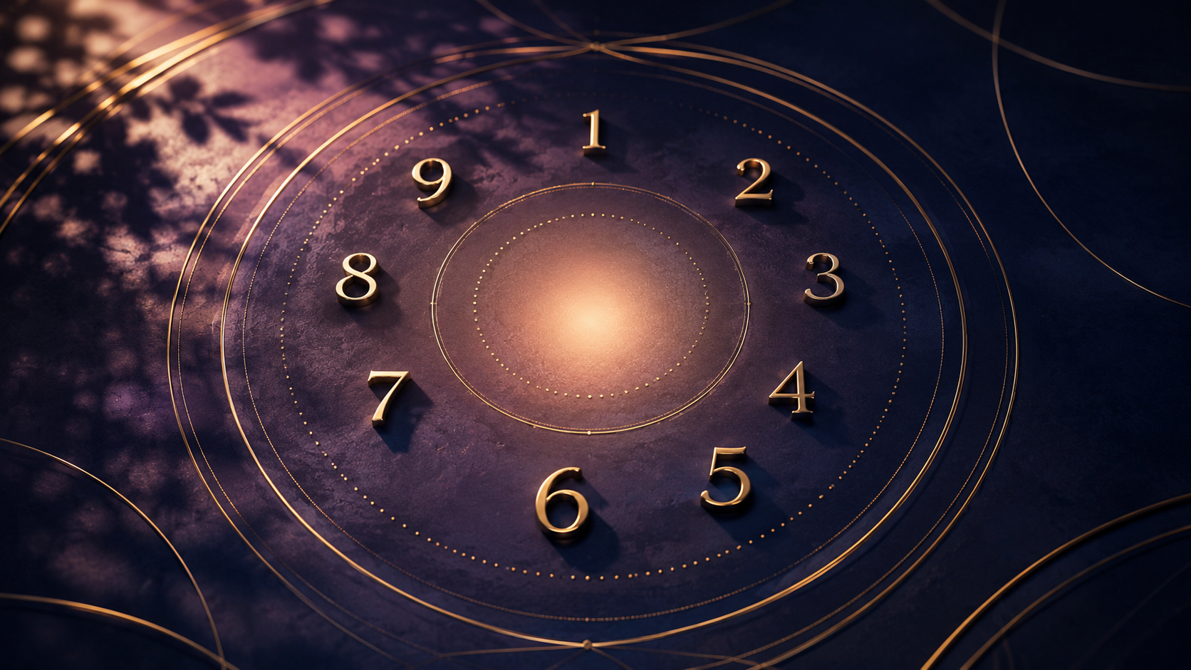 Siffrorna 1 till 9 i en harmonisk cirkel som symboliserar numerologi och livstal