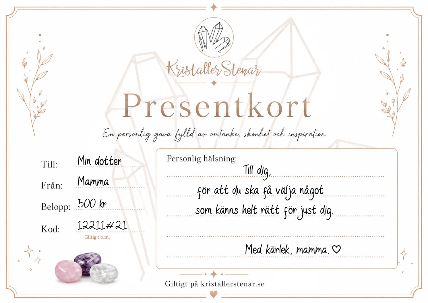 KristallerStenar presentkort i miljö