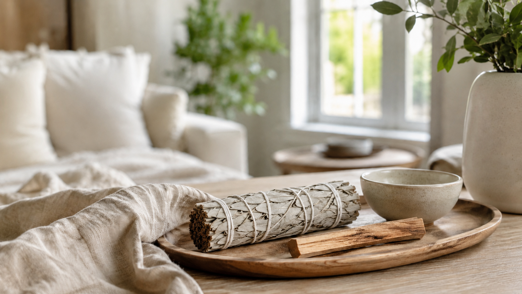 Vit salvia och Palo Santo f&ouml;r rening och nystart hemma