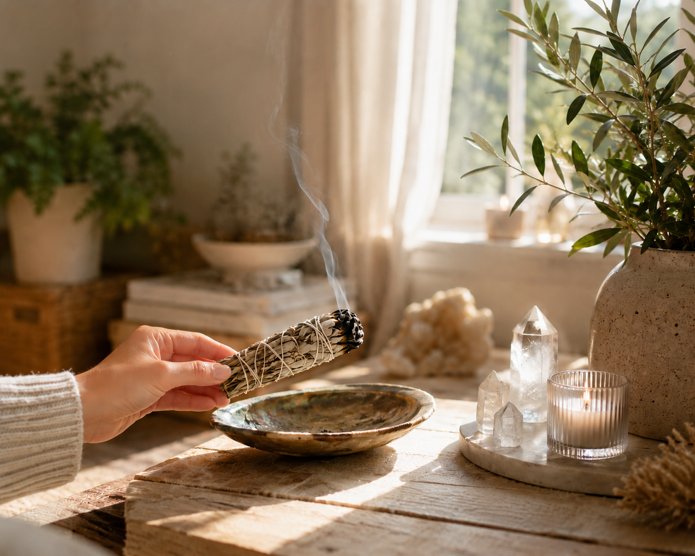 Vit Salvia i en lugn och ljus hemmilj&ouml;