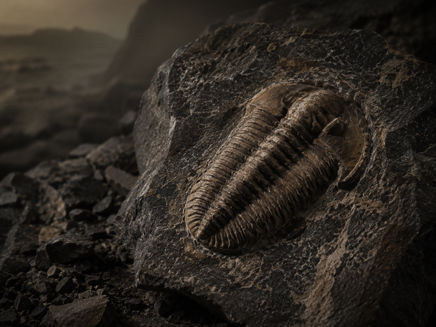 Trilobit fossil fr&aring;n urtidens hav &ndash; samlarfossil och naturhistoria