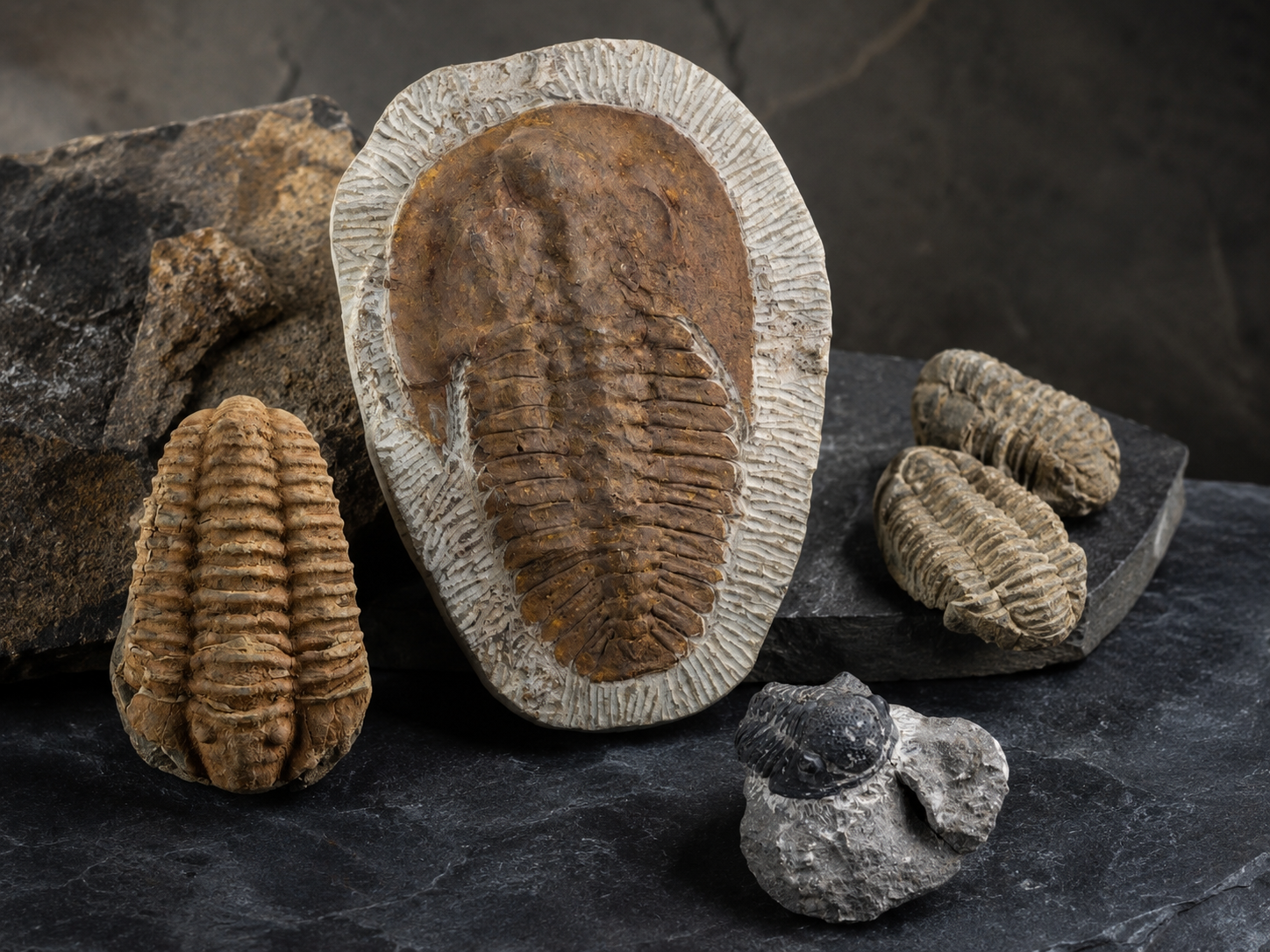 Trilobit fossil som samlarobjekt och produktbild