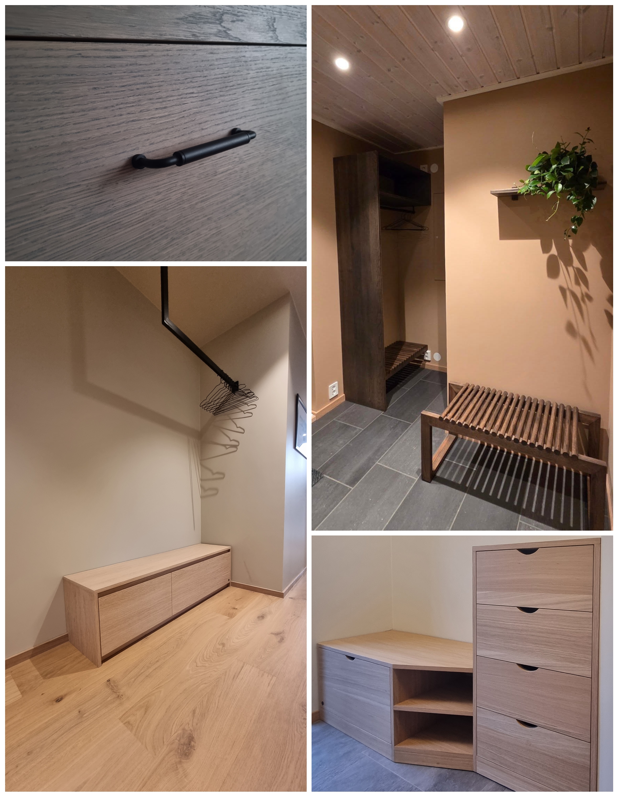 Plassbygde garderober og entreløsninger produsert av Eriksen Fres og Design.