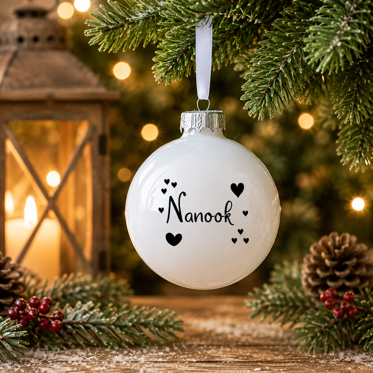 Julkulor med personliga namn och julmotiv