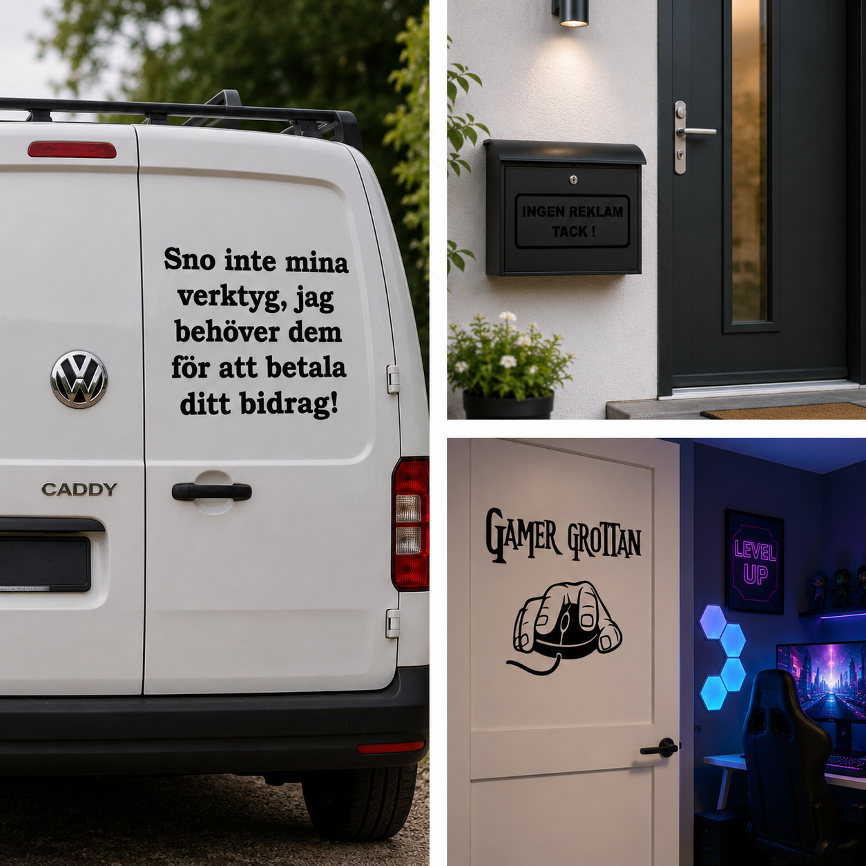 Dekaler med text och motiv