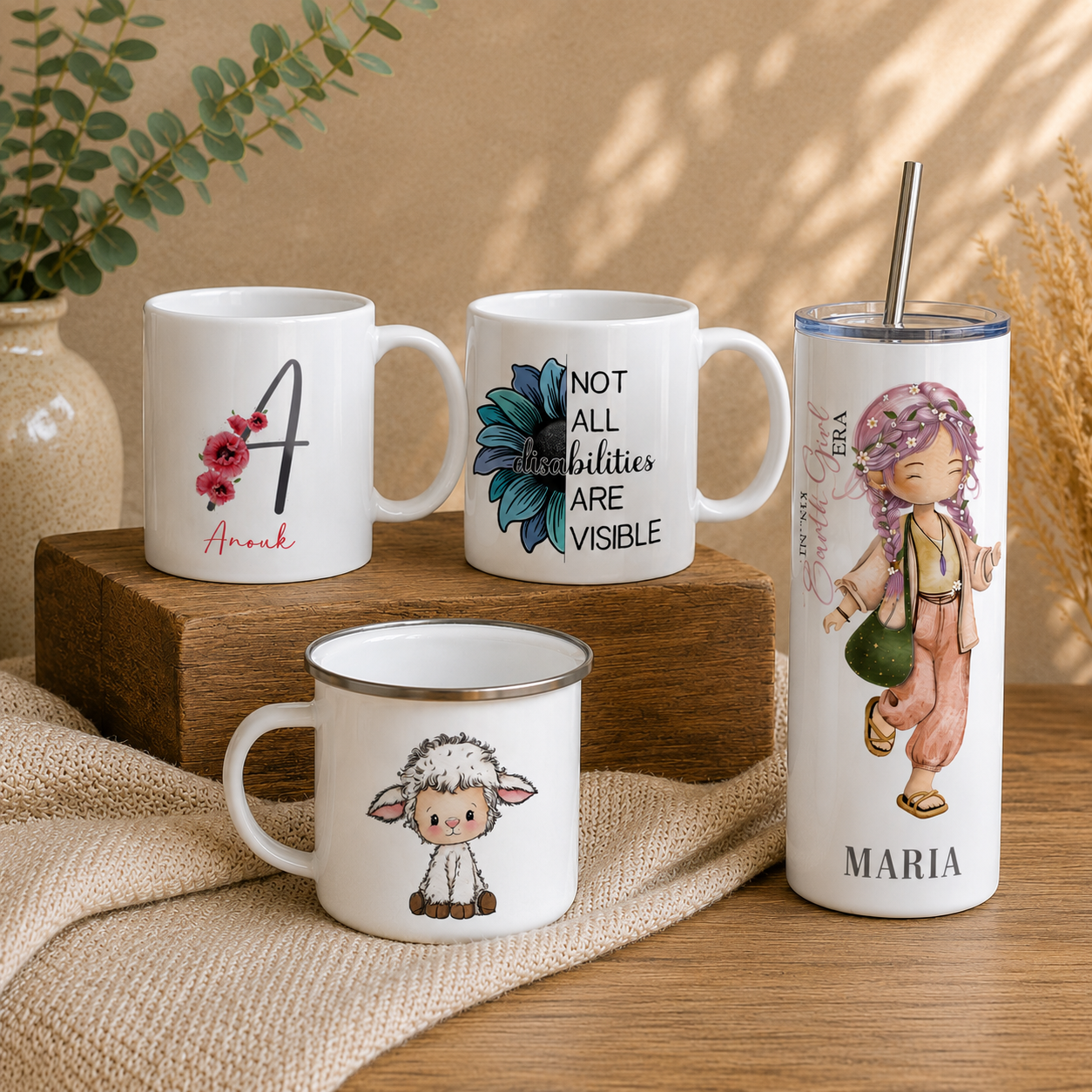 Muggar, tumblers och glas med motiv och tryck