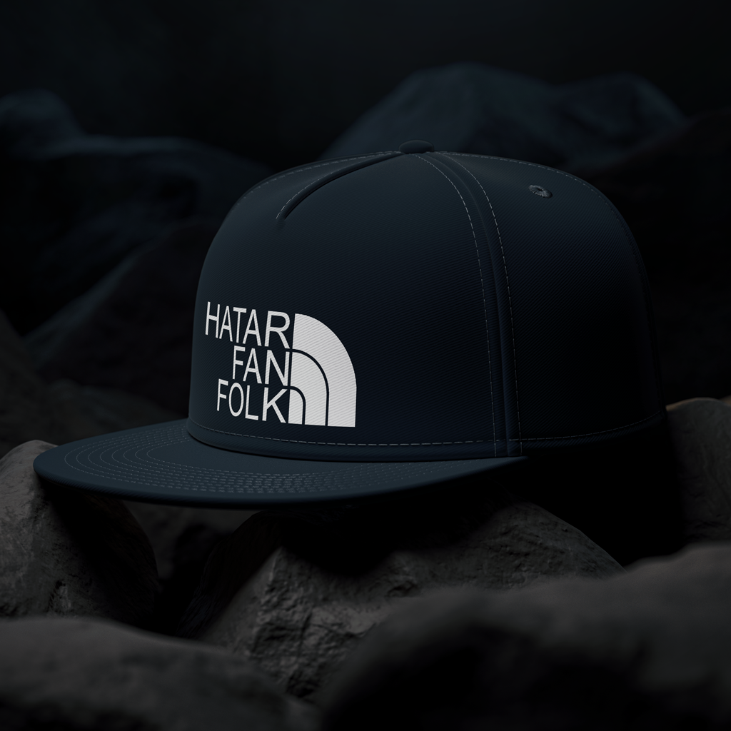 Marinblå keps med vitt tryck Hatar fan folk