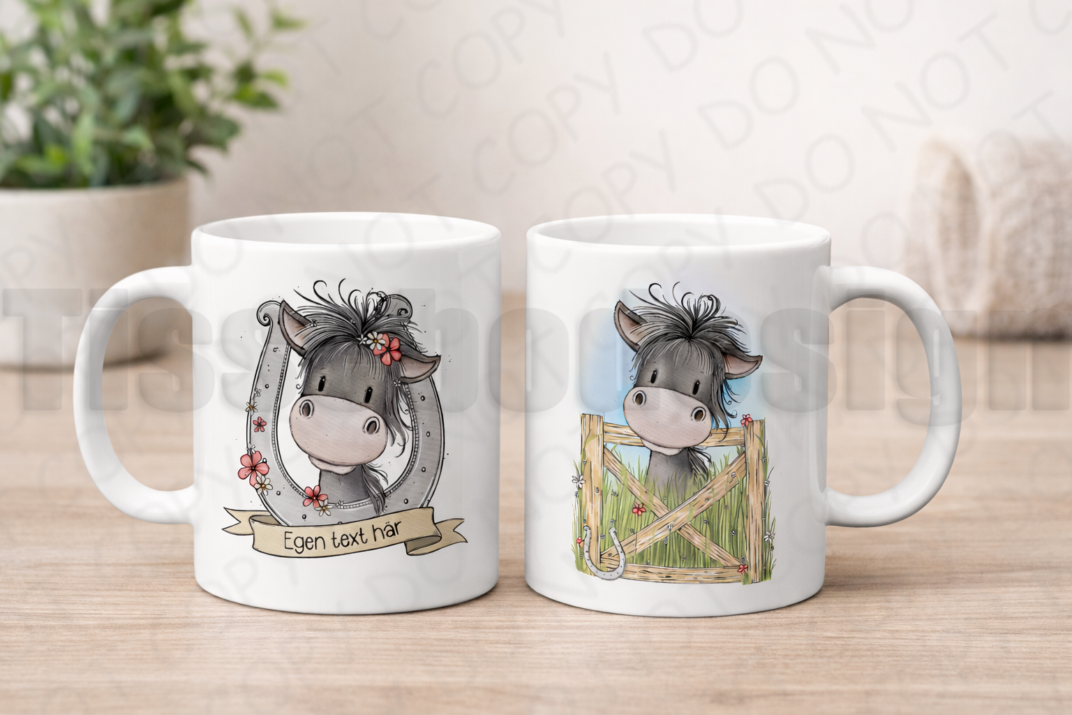 Muggar med hästmotiv