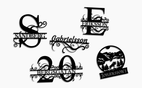 Hopplock av exklusiva skyltar i metall.