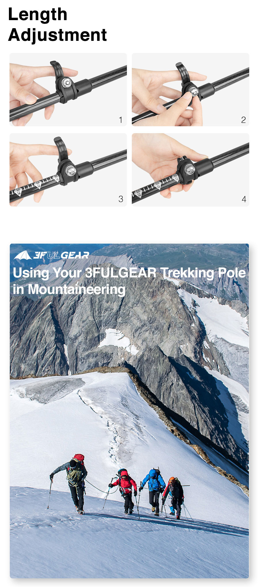 3F UL Gear, aluminium vandringsstavar, trekking poles, nomali