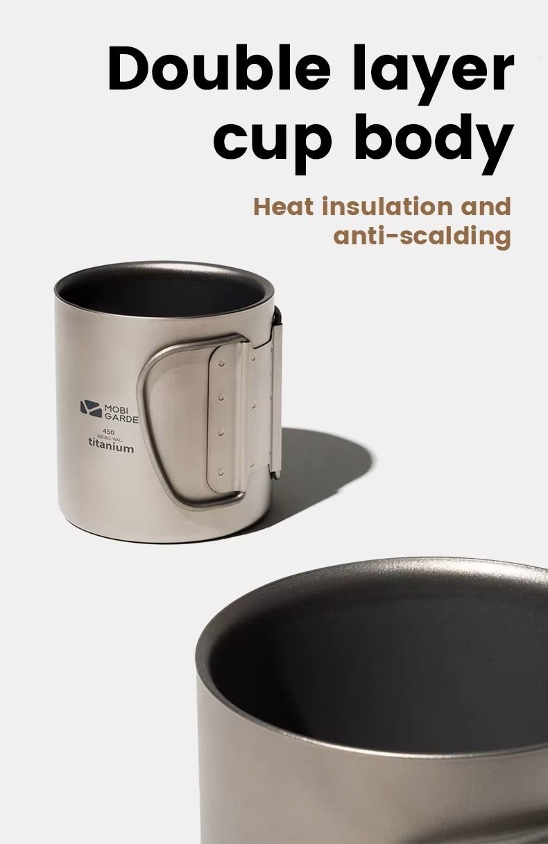 Mobi Garden titanium mugg med dubbla väggar för isolering och brännskydd