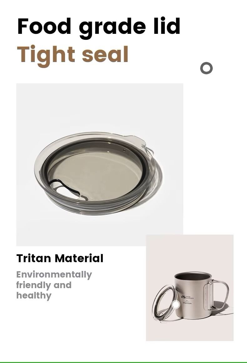 Tätslutande lock i Tritan-material till Mobi Garden titanium mugg, livsmedelsgodkänt