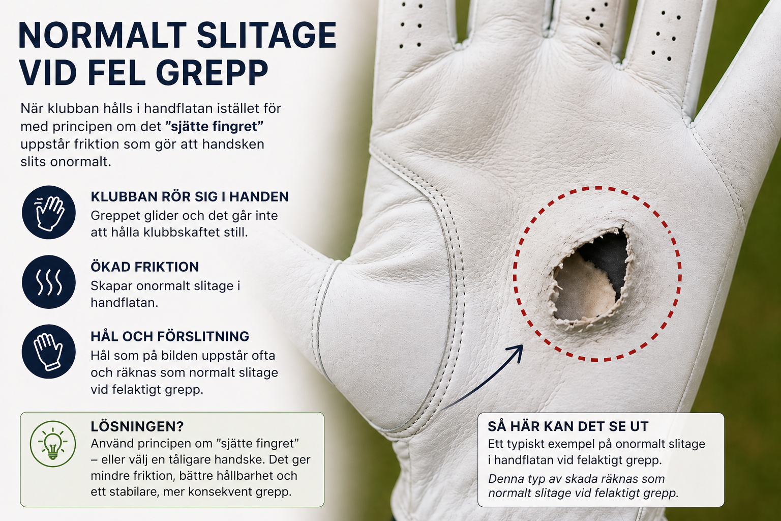 Example of normal wear on a golf glove