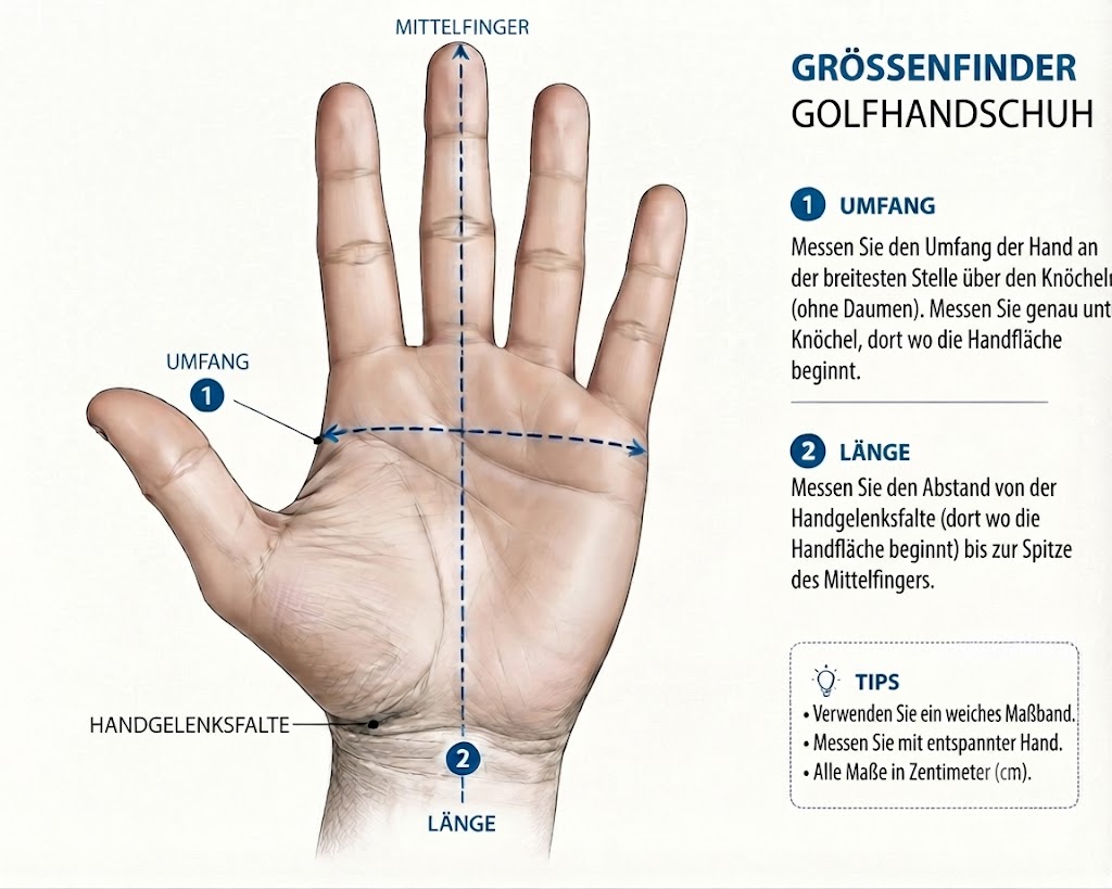 So messen Sie den Handumfang und die Handlänge, um die richtige Größe für Ihren Golfhandschuh zu wählen