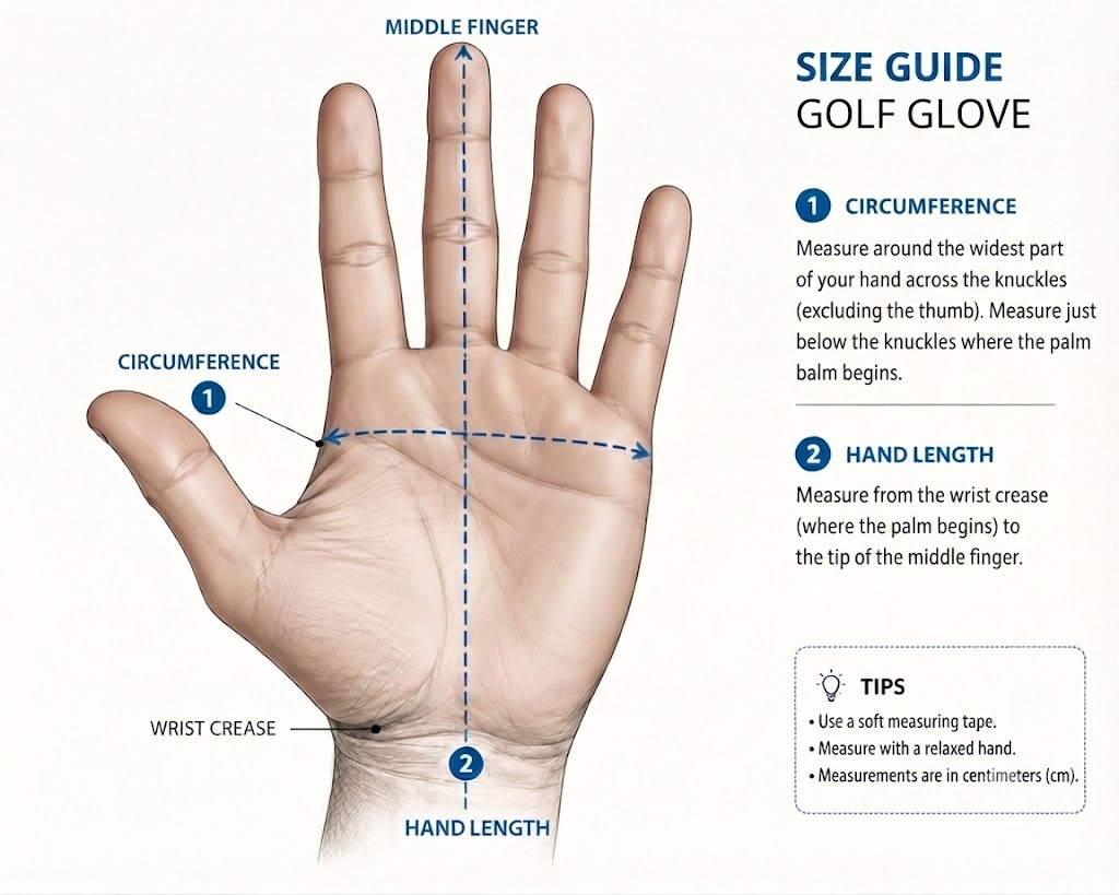 How to measure hand circumference and length to choose the right golf glove size