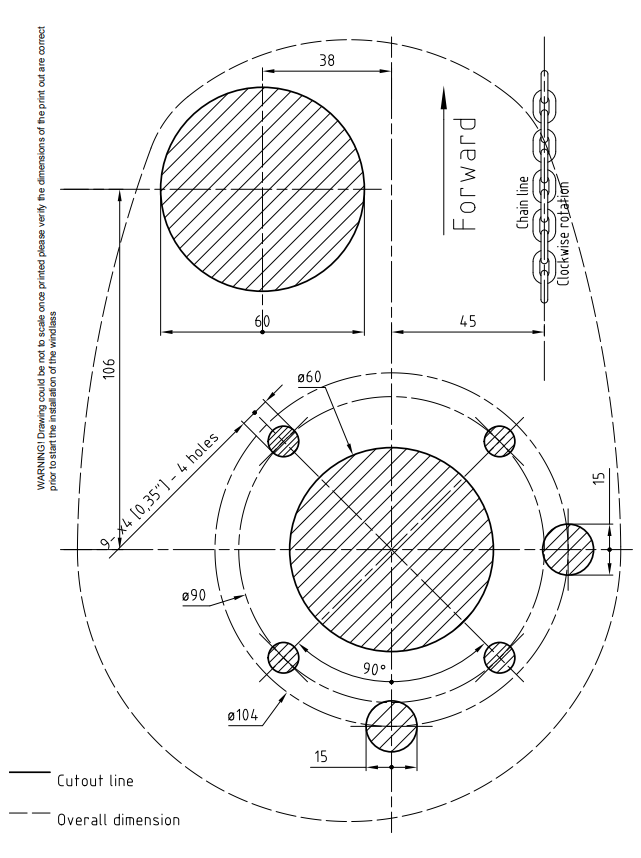 Lofrans ankarspel X2 krom 12V 1000W låg, 10mm kätting DIN 76 560 LofransX2montering