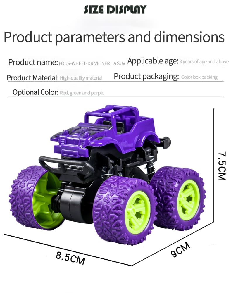 Monstertruck 4x4 Stuntbil Barn med 360° Flip | Toppleksak 2025-Storlek