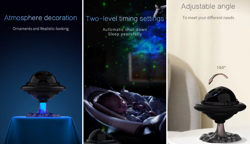 Starry Sky UFO Projektor – LED Stjärnhimmel Nattlampa med Timer och Fjärrkontroll