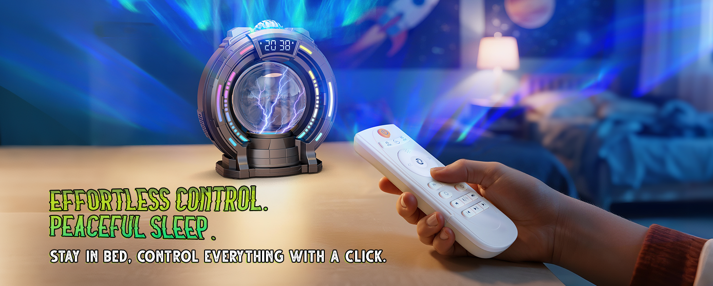 Plasma Ball Aurora Projektor – 7-i-1 LED Nattlampa med White Noise & B