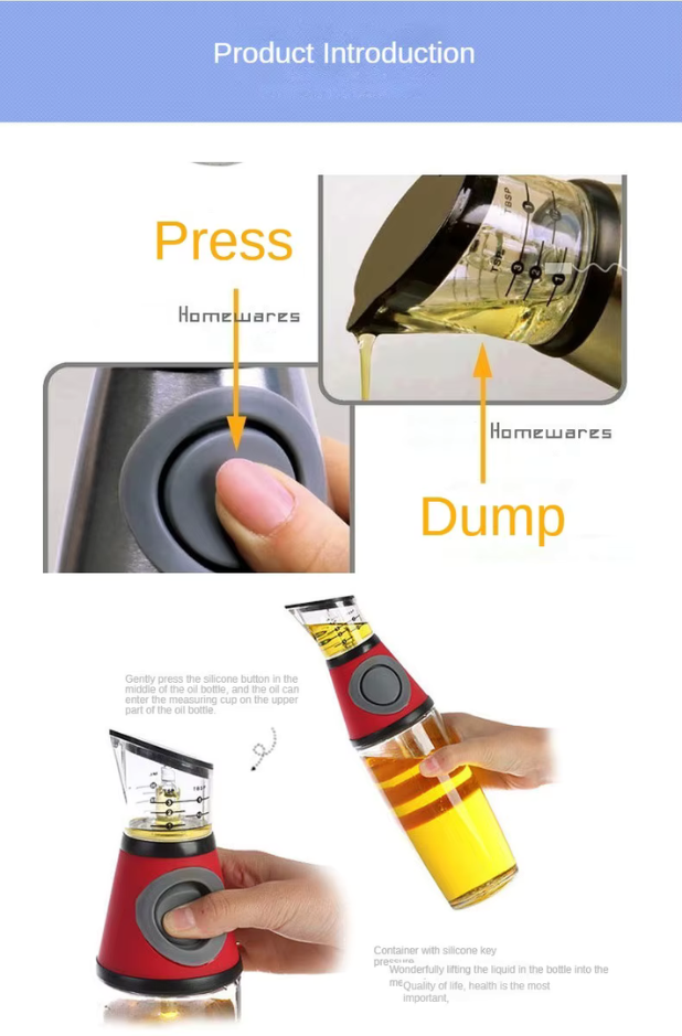 Läckagesäker Oljedoserare 500 ml i Glas med Pump
