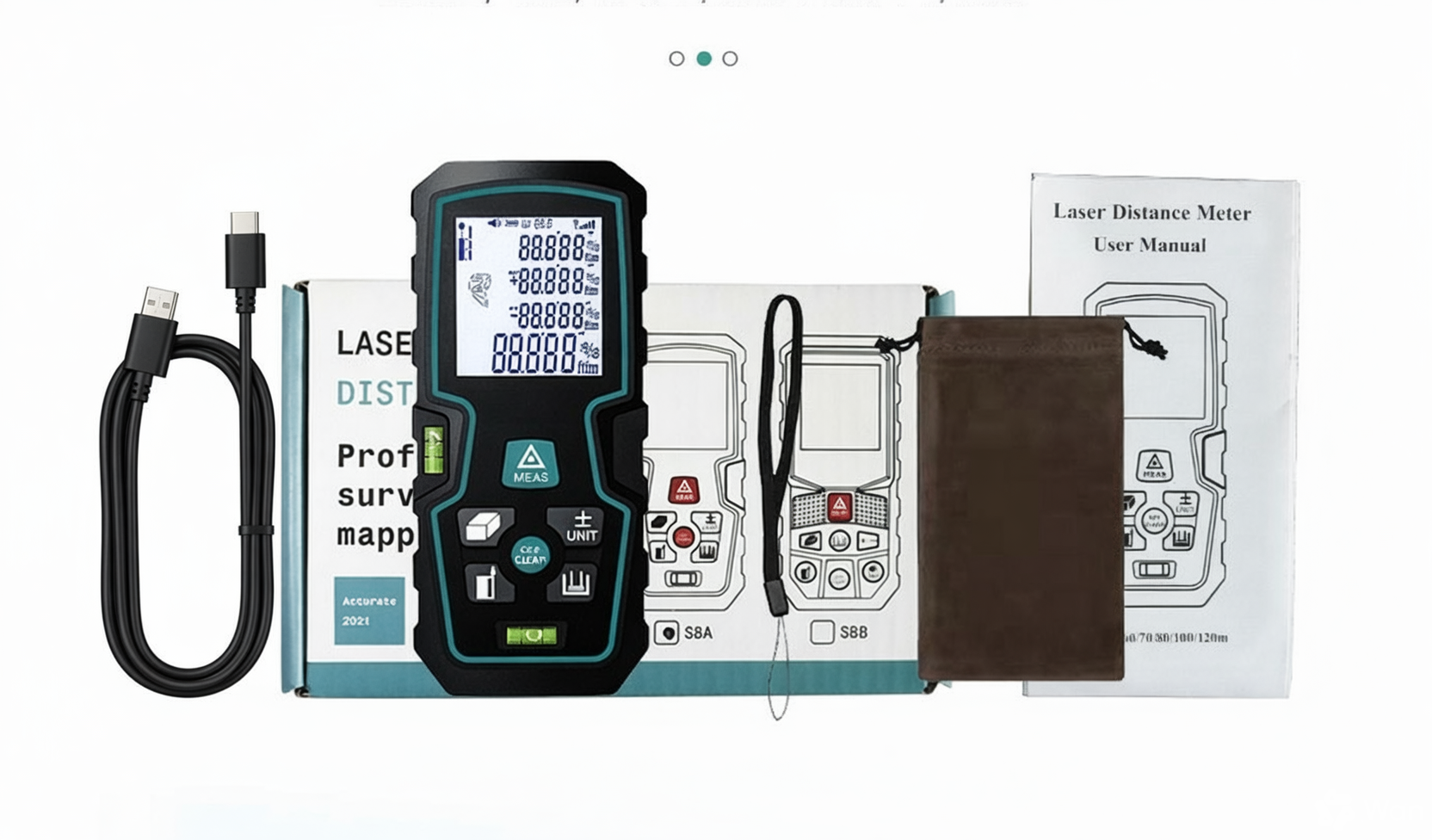 Handhållen professionell laseravståndsmätare USB Micro-B