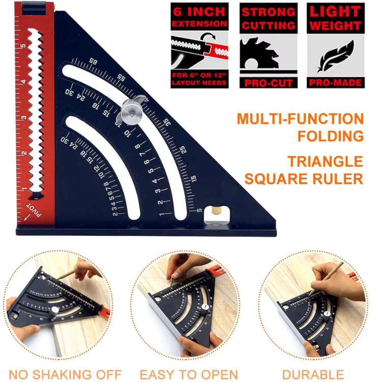 Fällbar Triangellinjal i Aluminium för Precis Mätning