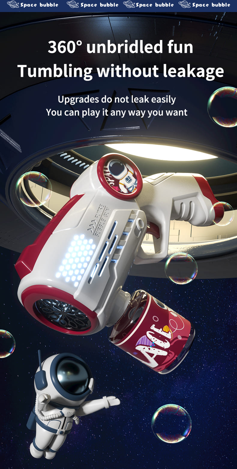 Astronaut såpbubbelpistol med LED-ljus för utomhuslek-Röd