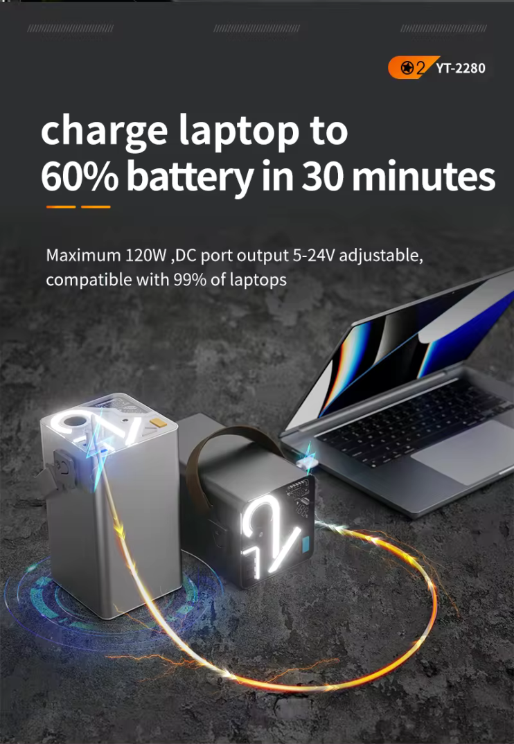 Powerbank 80000 mAh - 300W med snabbladdning för telefon & laptop