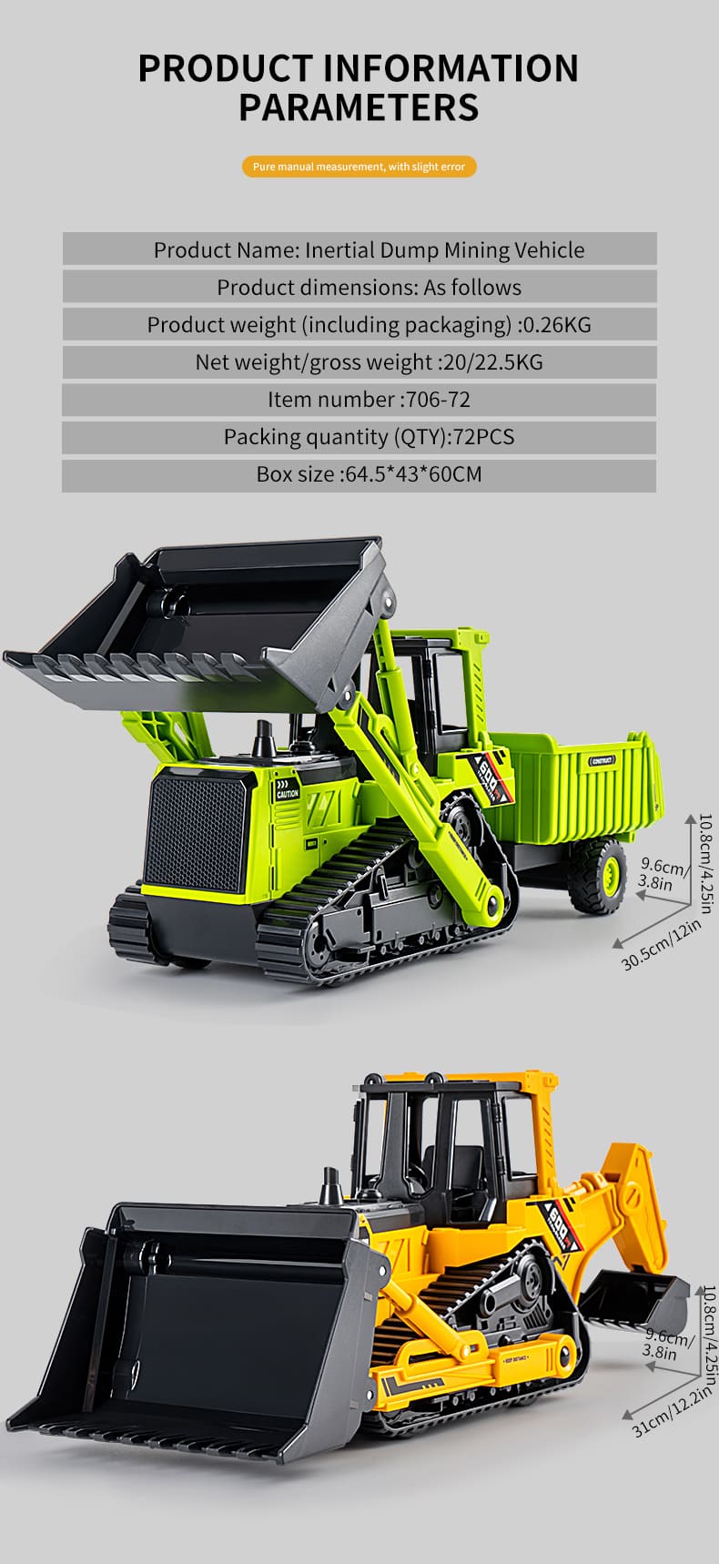 Leksaksbulldozer och lastbil 2-i-1 byggfordon | Barnleksak