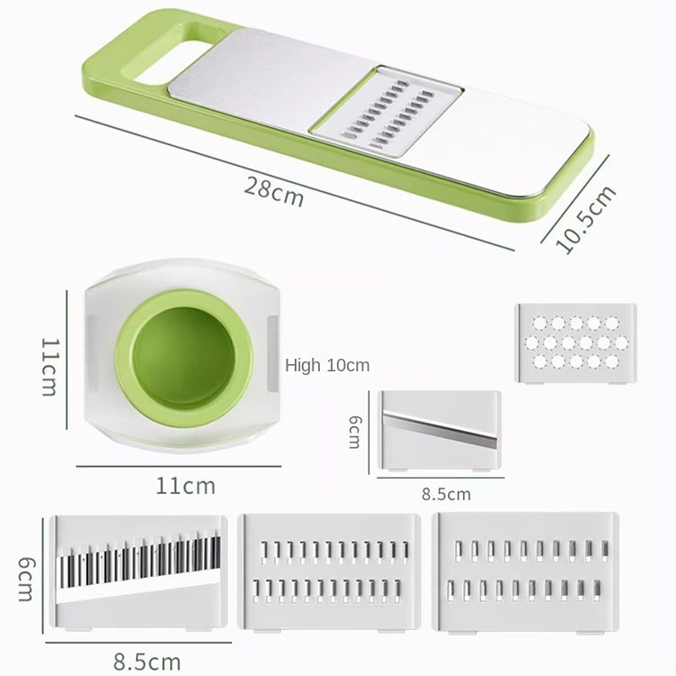 Manuell grönsaksskärare i rostfritt stål – 5-i-1 med handsenskydd och uppsamlingskopp