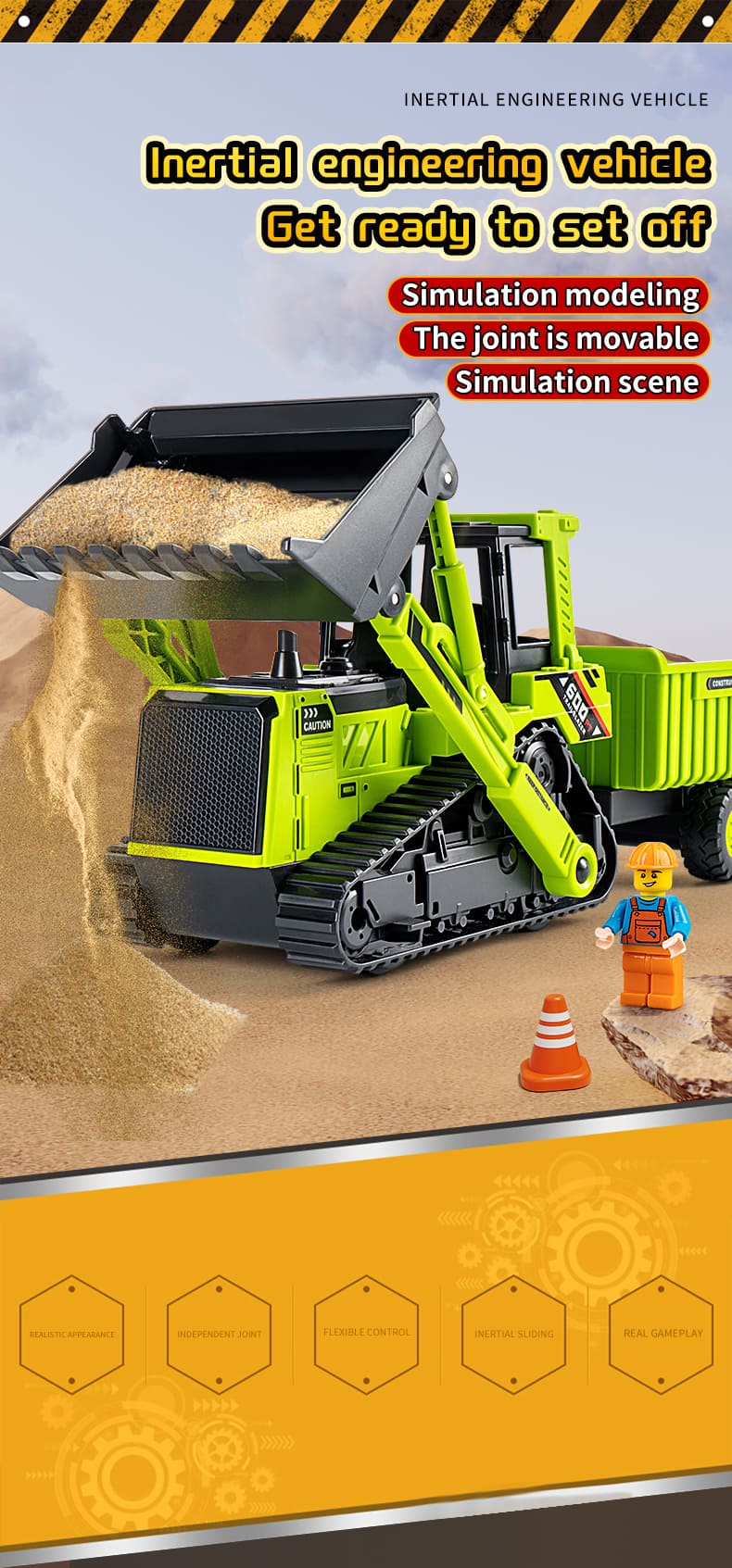 Leksaksbulldozer och lastbil byggfordon för barn