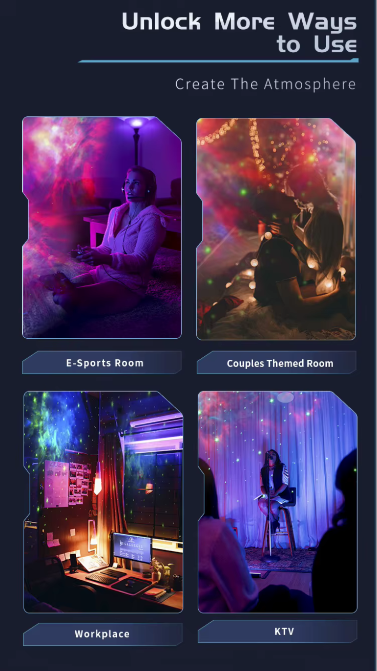 Mecha-designad stjärnprojektor med LED-ögon och justerbart projiceringshuvud