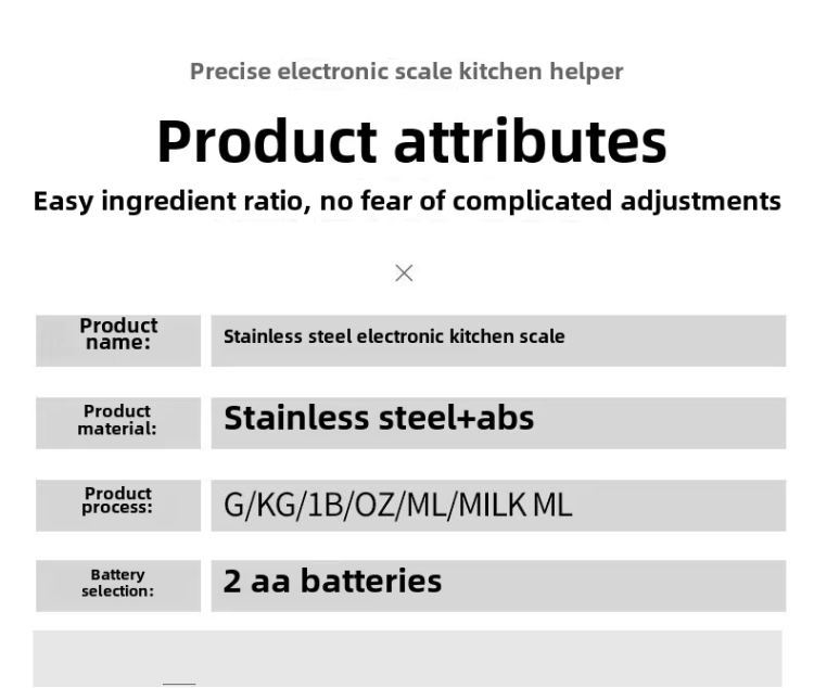 Modern köksvåg för bakning och matlagning-Produktbeskrivning