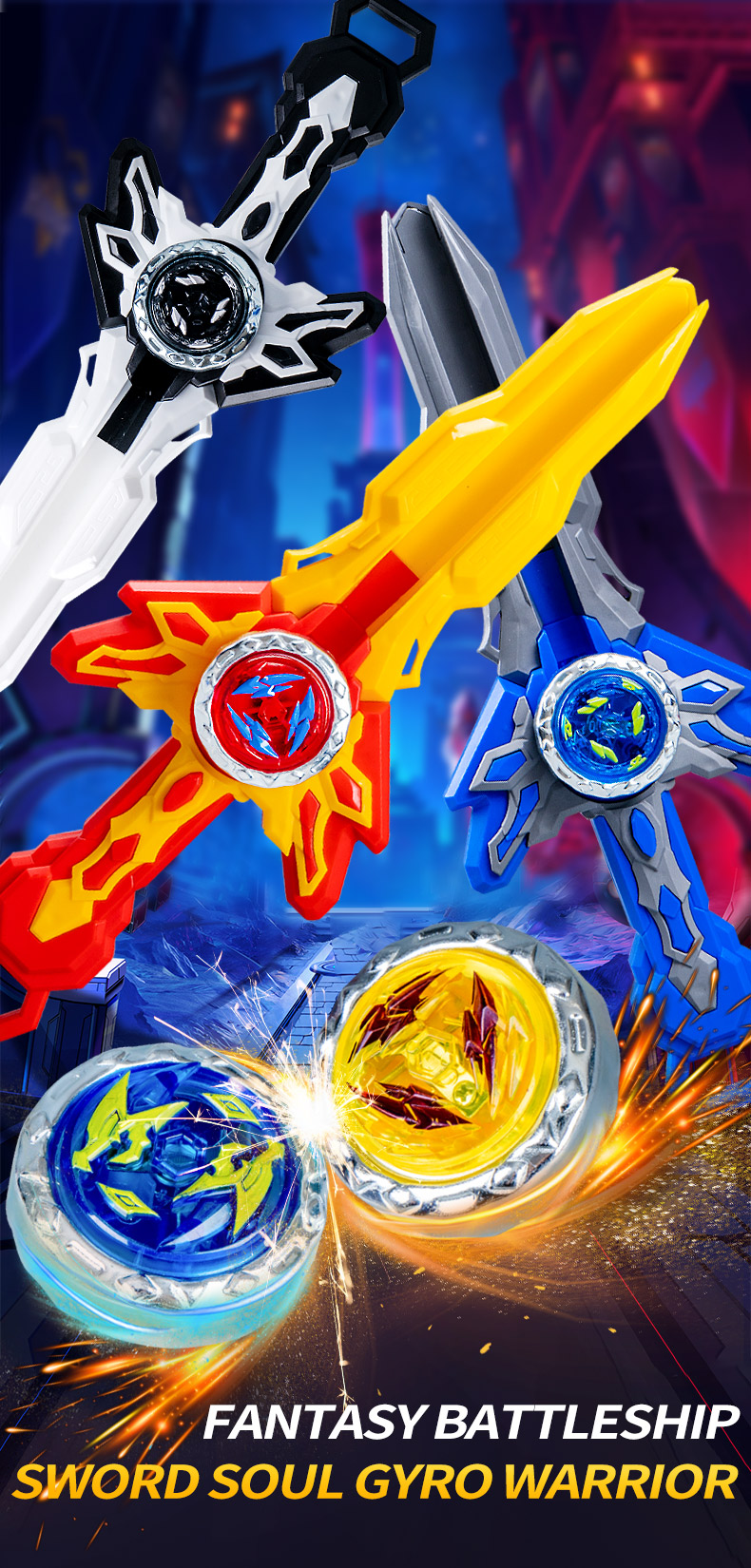 Ljussatt Strids-Gyro med Ljud och Svärdslansering