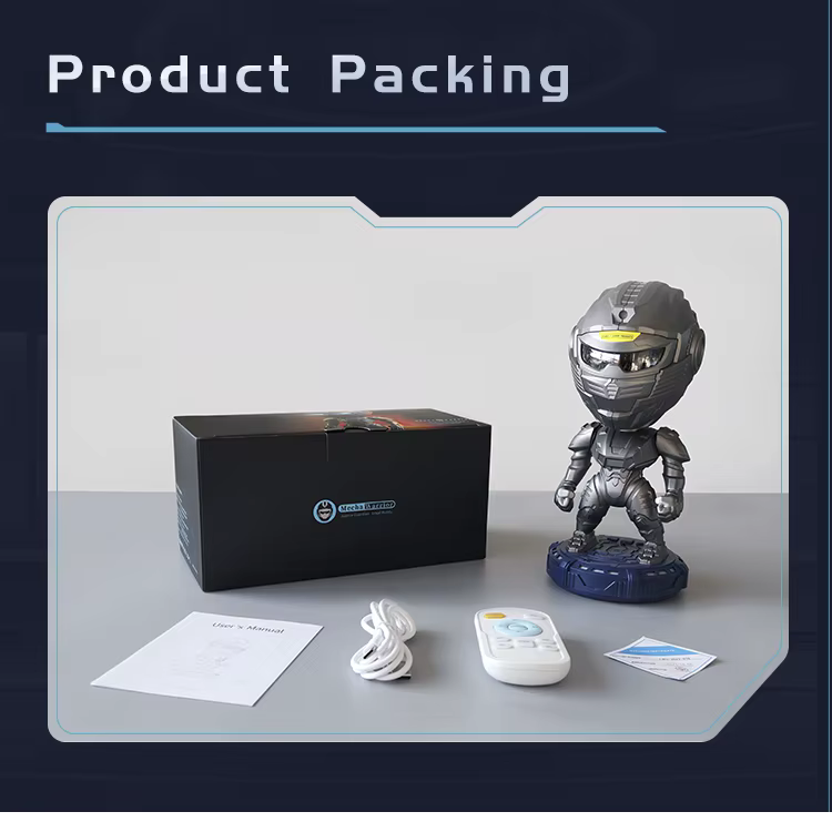 Mecha-designad stjärnprojektor med LED-ögon och justerbart projiceringshuvud