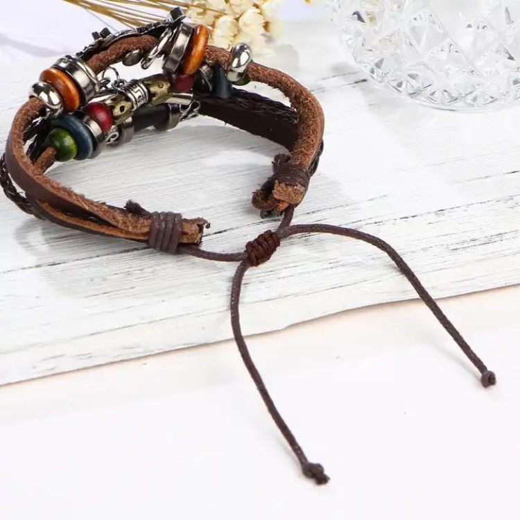 Vävda flätade läderarmband- Bohemia