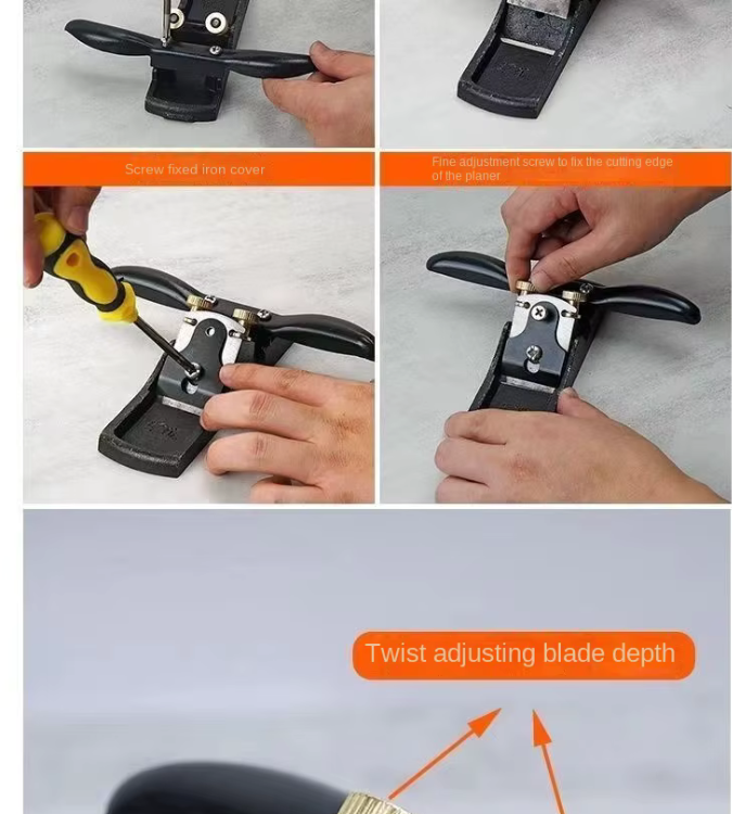 Justerbar handhyvel i stål för träarbete och snickeri