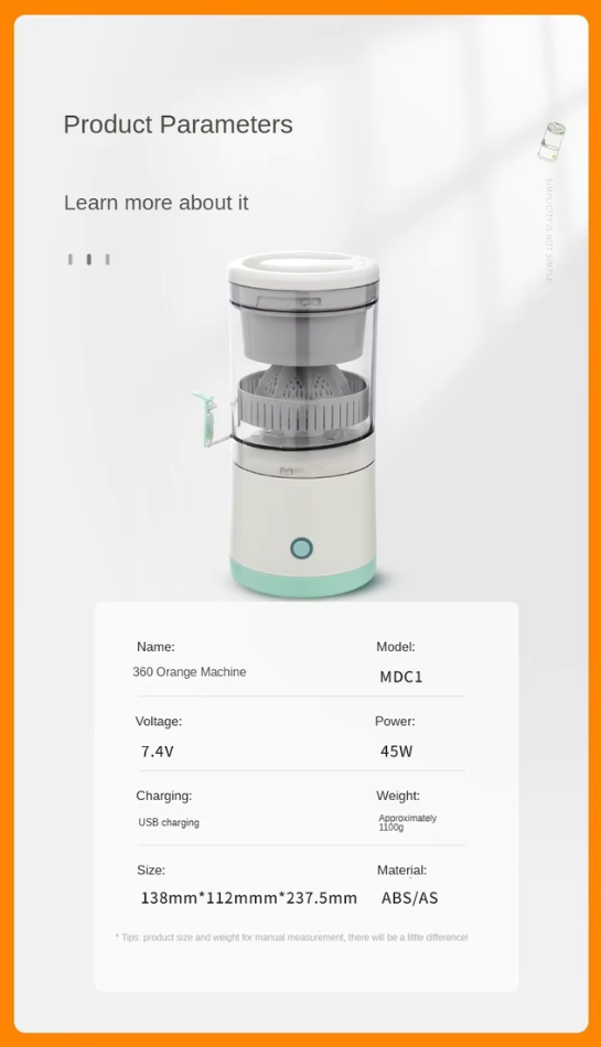 Kompakt Elektrisk Juicer