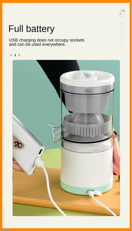 Uppladdningsbar Juicepress -Färsk Citrusjuice Direkt