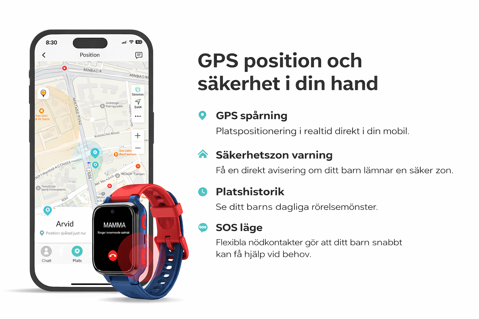 GPS-klocka barn med exakt GPS posotionering i realtid