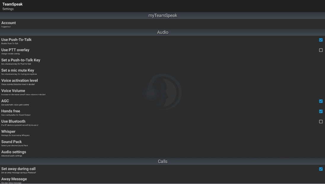 Audio Settings (Record: Voice Communication)