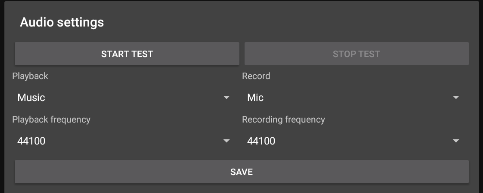 Audio Settings (Record: Mic) – Save