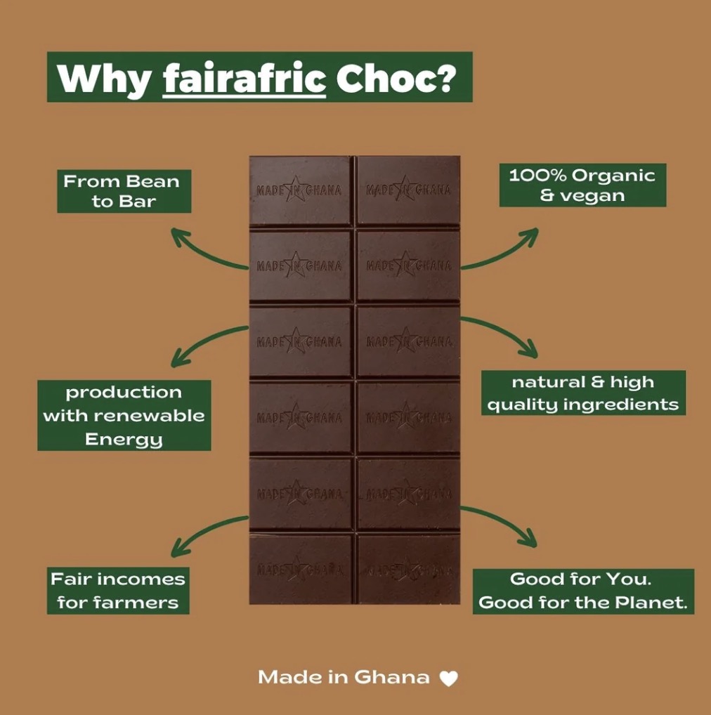 Fairafric choklad är producerad i Ghana.